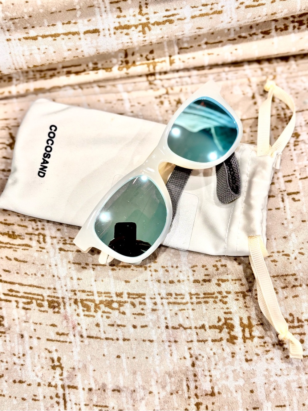 Kids White Sunglasses with Blue Mirrored Lenses